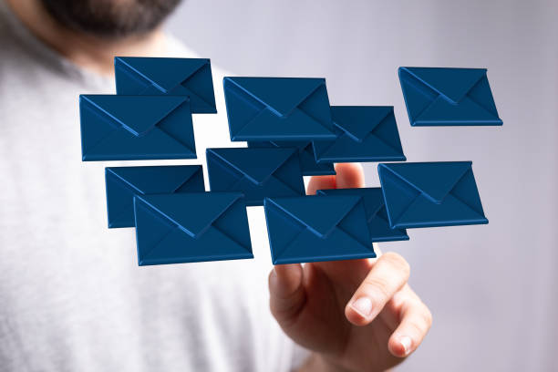 istock 3D render of an email symbol and Network Communications with a blurry background 1465518092