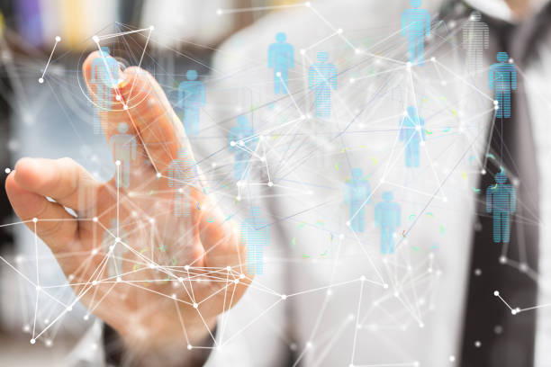 istock 3D rendering of an Abstract technology group and social network connection on a blurry background 1465518213