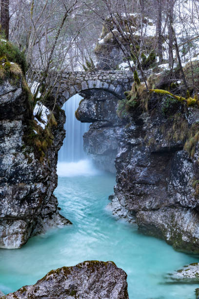istock Aerial view of a snowy gorge 1465518540