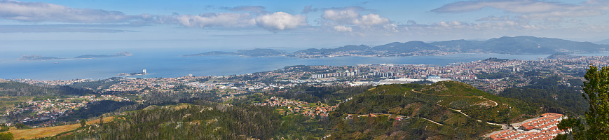 A panoramic view of the city of Vigo in Galicia, Spain