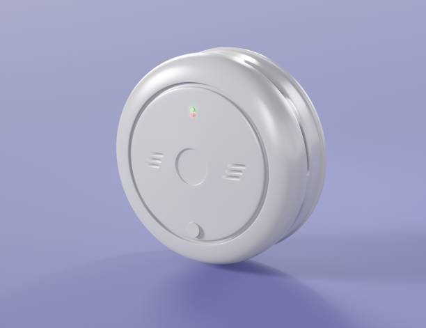 istock Realistic smoke detector icon on light blue isolated background security theme illustration 3d render 1465520624