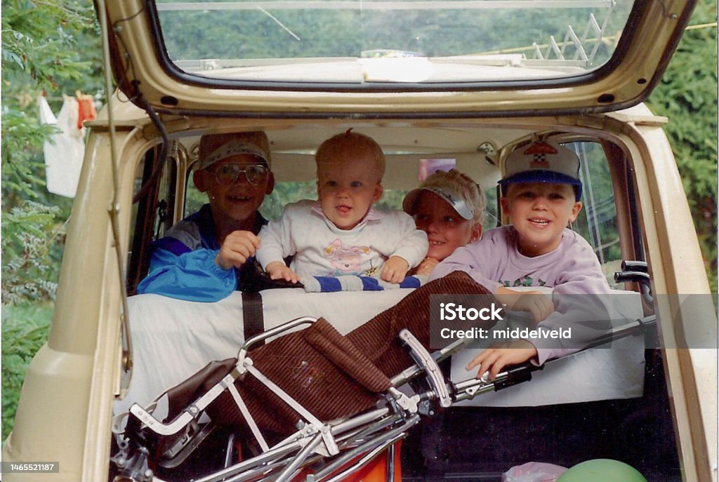 On route for a holiday in the R4 Young family on route in there R4 for a holiday Family Stock Photo