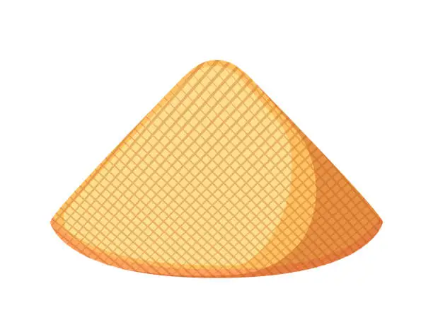 Vector illustration of Chinese Yellow Straw Hat Isolated On White Background. Asian Conical Cap In Unique Traditional Vietnamese Style