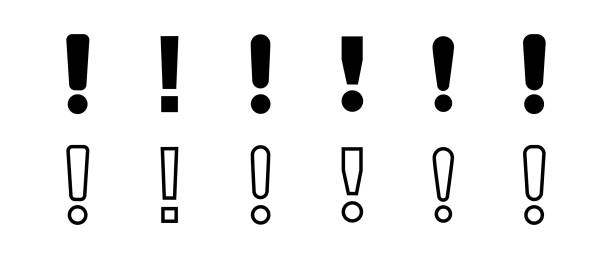 Exclamation mark icon. Attention symbol. Black caution icons. Warning sign. Vector sign. 10 EPS. Exclamation mark sign icon. Attention speech bubble symbol. Round colourful 11 buttons. Vector exclamation point stock illustrations