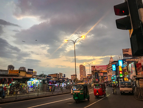 Sri Lank Colombo City Street Sunset View