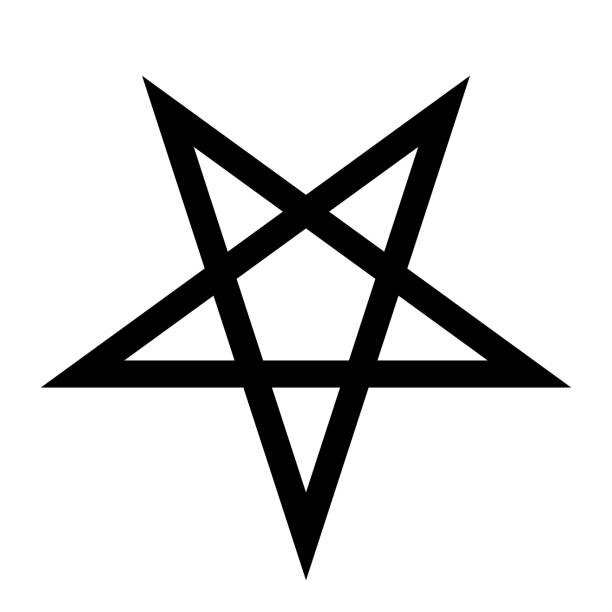ilustrações, clipart, desenhos animados e ícones de pentagrama - ilustração vetorial de estrela simples de cinco pontas, isolada no branco - símbolo da anarquia ilustrações