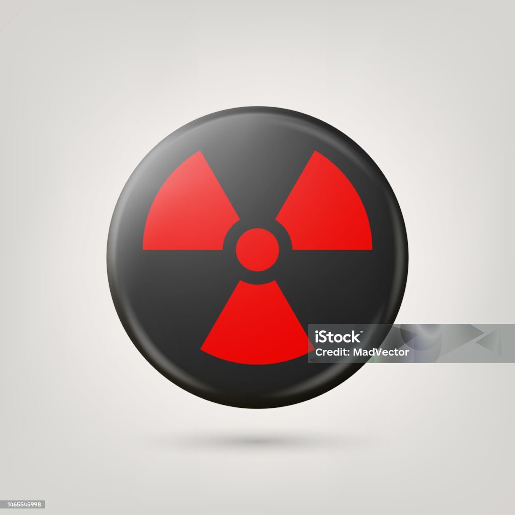 Atomic Rangler Sign Vector 3d Realistic Round Red And Black Warning Danger Nuclear Symbol ...