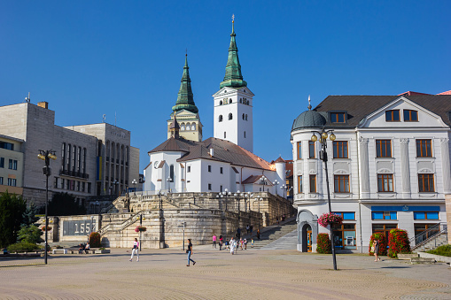 Historic cathedral on the Hlinkovo square in Zilina, Slovakia