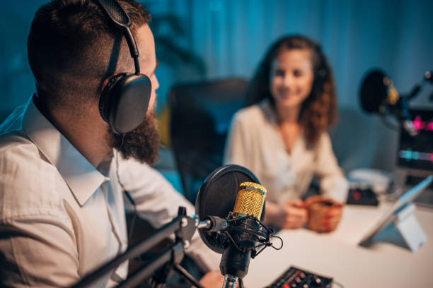 istock People in the podcast studio talking and recording 1465546900