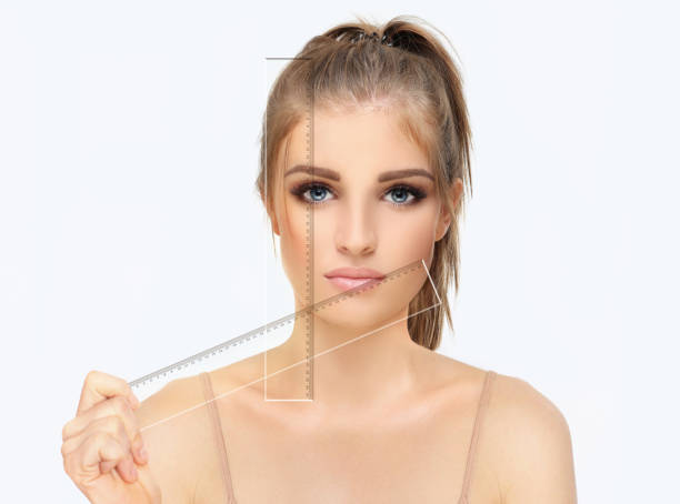 istock Making Beauty, modifying face to make it closer to the Golden Mask,plastic surgery. correction of asymmetry. 1465557469