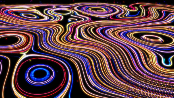 istock Abstract waving backdrop colourful blurred animated of particle and line. 1465558409