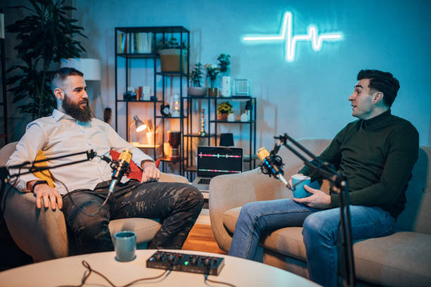 istock People in the podcast studio talking and recording 1465558671