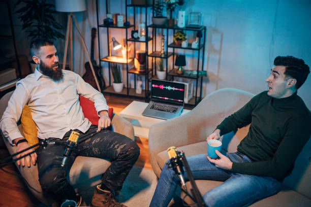 istock People in the podcast studio talking and recording 1465558726