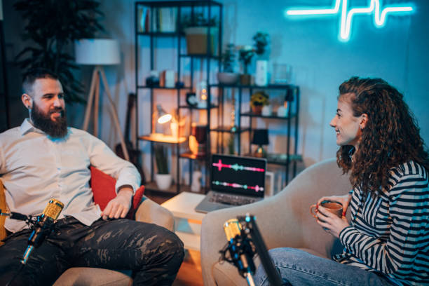 istock People in the podcast studio talking and recording 1465558775
