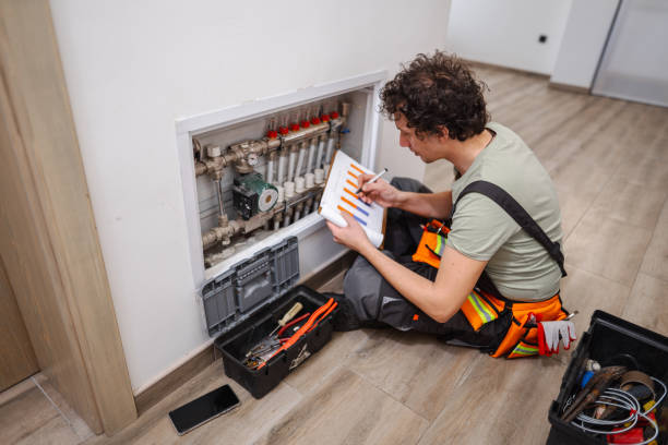 istock Repairmen writing a report after solving a problem with underfloor heating pipes 1465558861