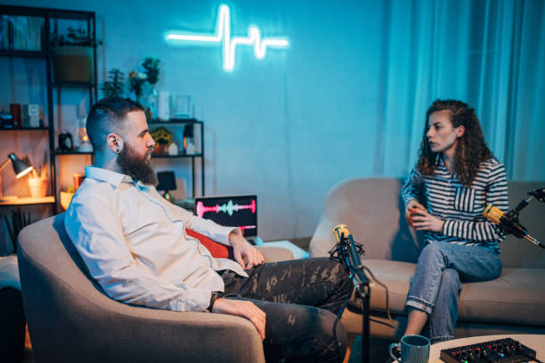 istock People in the podcast studio talking and recording 1465558913