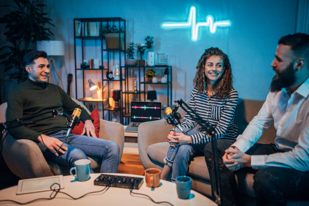 istock People in the podcast studio talking and recording 1465560977