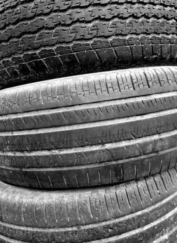 Stacks of Old Car Tires.