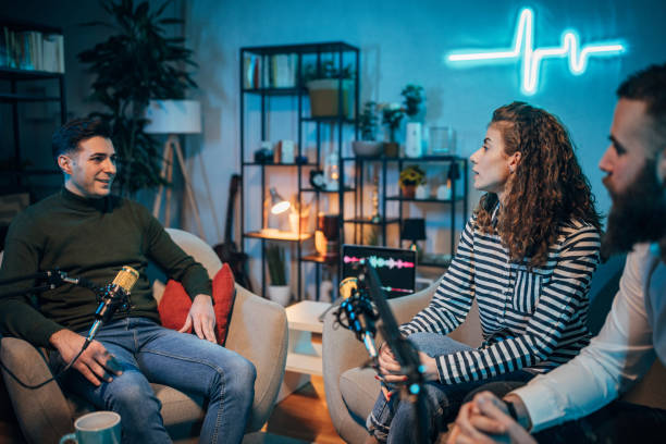 istock People in the podcast studio talking and recording 1465561481