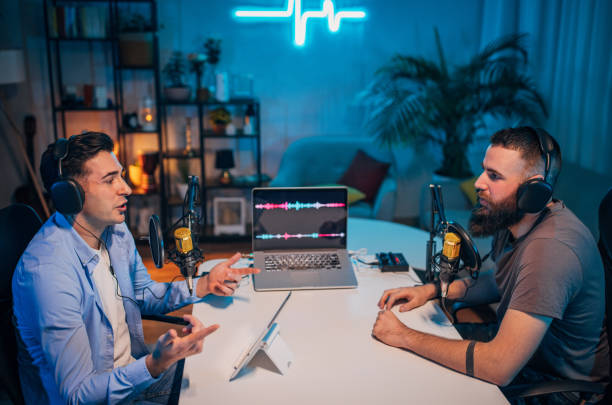 istock People in the podcast studio talking and recording 1465563923