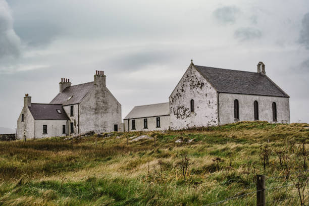 Abandoned buildings at Daliburgh in South Uist, Outer Hebrides, Scotland.