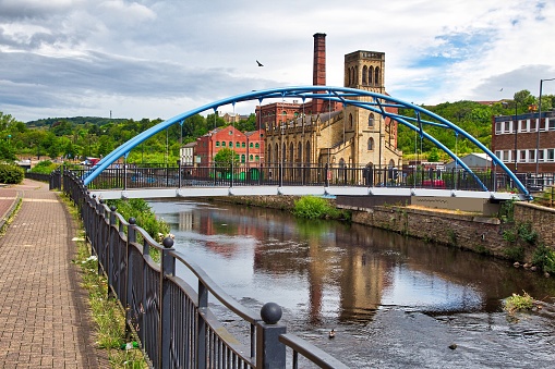 Sheffield city UK. River Don foot bridge. HDR photo.