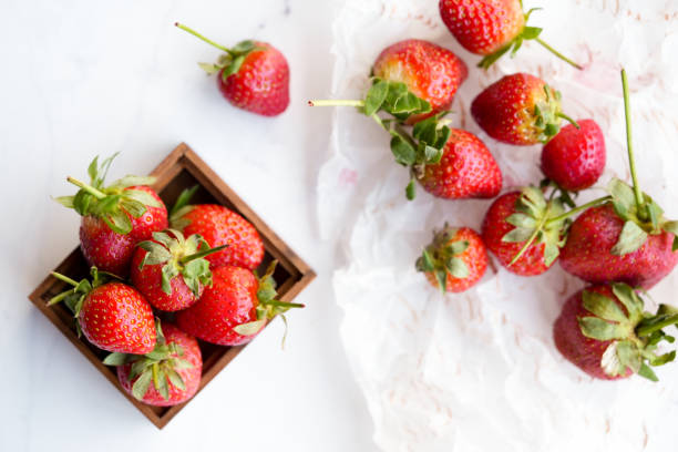 fresh ripe strawberries stock photo