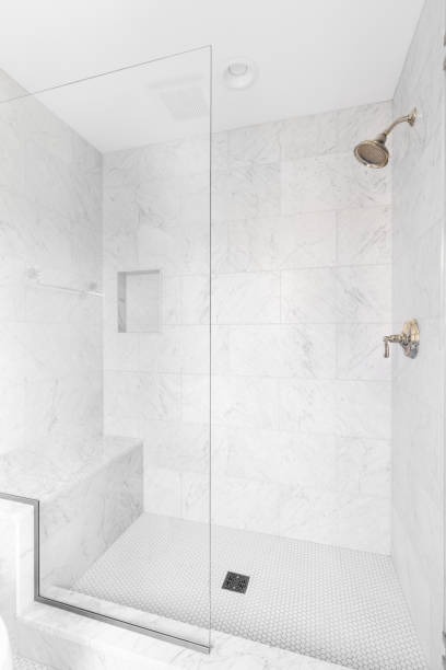 istock A marble shower with a gold faucet. 1465568008