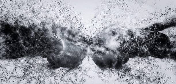 Abstract background composed of colliding fists and fists with an explosion effect