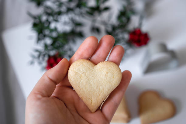 Homemade heart shaped cookies stock photo