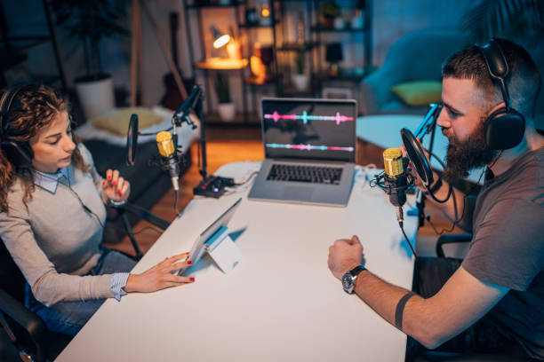 istock People in the podcast studio talking and recording 1465577387