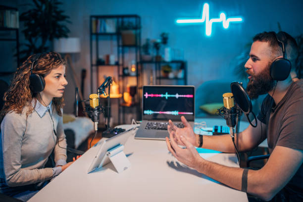 istock People in the podcast studio talking and recording 1465577778