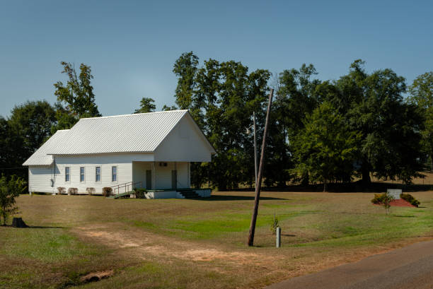 White Church Steeple on a Dark Blue Sky