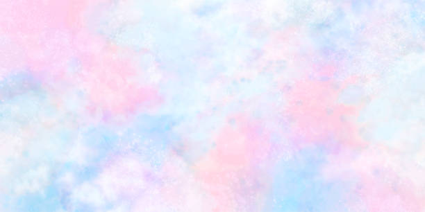 cherry blossoms and blue sky concept watercolor abstract illustration background, pastel colors gentle horizontal wallpaper Paint Image Horizontal 300dpi Background candyfloss stock illustrations