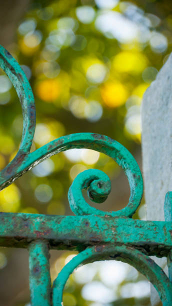 istock Espiral  shapes in old metallic fence 1465582628