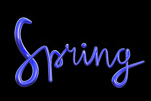 Spring 3d render lettering minimalistic modern word. High quality 3d illustration