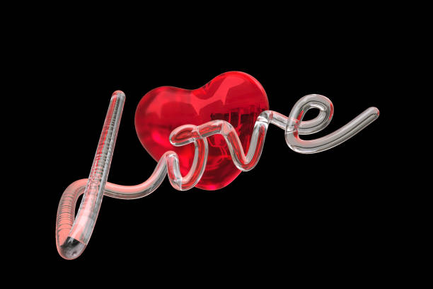 Heart 3d render modern transparency glass abstract valentine day Illustration
