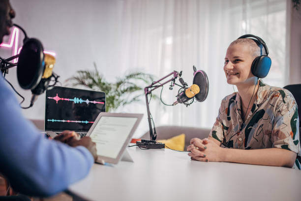 istock People in the podcast studio talking and recording 1465585412