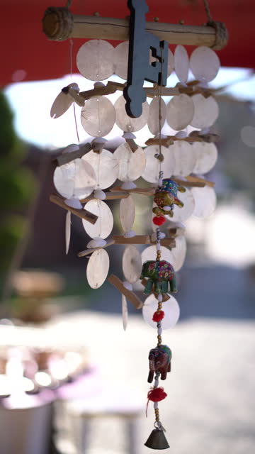 Handmade dreamcatcher hanging in the wind