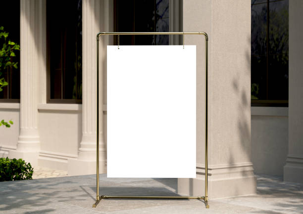 istock Wedding white Board, welcome sign, Seating chart Mockup , outdoors. Greeting template with clipping path. 1465591603
