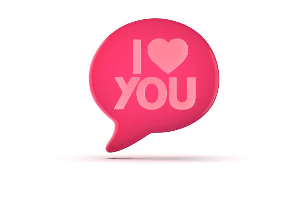 3d render of speech bubble with phrase I Love You with  a heart on white background