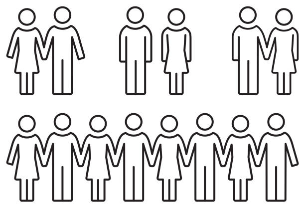 zestaw ikon osób – mężczyzna i kobieta. ikony linii. - żona stock illustrations