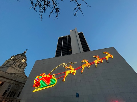 The famous Santa and His Reindeer lights in downtown Fort Wayne.