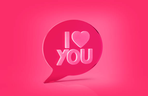 istock 3d render of speech bubble with phrase I Love You with  a heart on pink background 1465594596