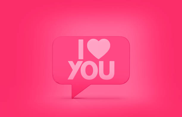 istock 3d render of speech bubble with phrase I Love You with  a heart on pink background 1465594830
