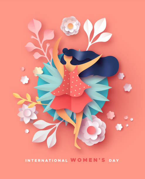istock Women's day card happy papercut flower woman 1465594846
