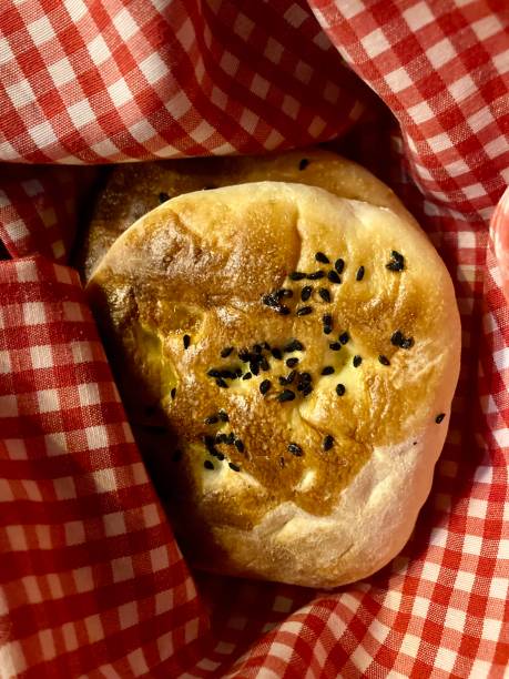 Turkey- Istanbul - bread with black sesame stock photo
