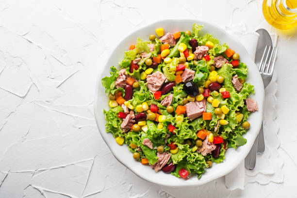 Tuna salad with corn stock photo
