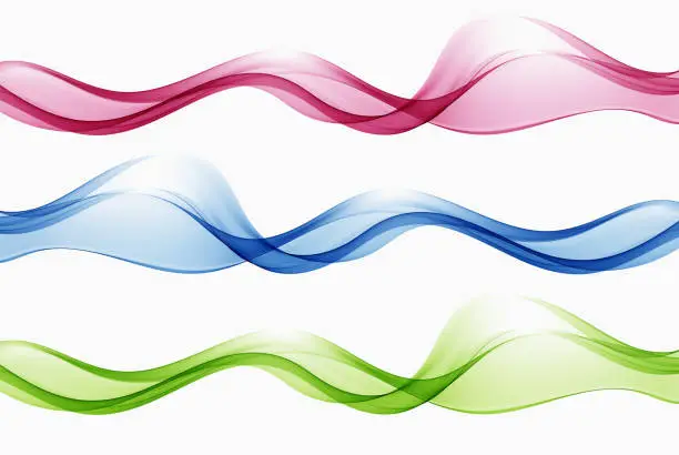 Vector illustration of Red, green and blue flow of wavy lines, abstract wave background. Set of vector waves.