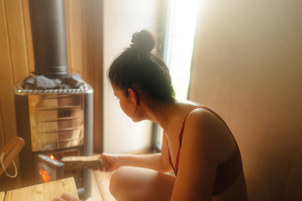 istock Warming up the 'wood burning stove' sauna 1465605597